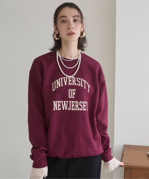 美品　deux amour カレッジロゴプリントトレーナー deux amour トレーナー スウェット カレッジロゴプリント