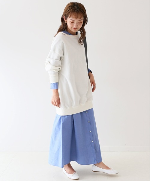 SLOBE IENA（スローブイエナ）の「フロッキープリントスウェット【手洗い可能】◆（スウェット・レディース・ホワイト/ネイビー/サックスブルー・FREE）」の5枚目の写真