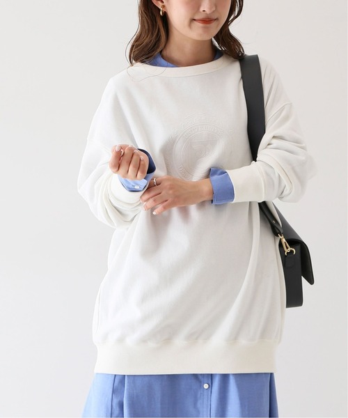 SLOBE IENA（スローブイエナ）の「フロッキープリントスウェット【手洗い可能】◆（スウェット・レディース・ホワイト/ネイビー/サックスブルー・FREE）」の8枚目の写真