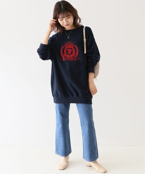 SLOBE IENA（スローブイエナ）の「フロッキープリントスウェット【手洗い可能】◆（スウェット・レディース・ホワイト/ネイビー/サックスブルー・FREE）」の14枚目の写真