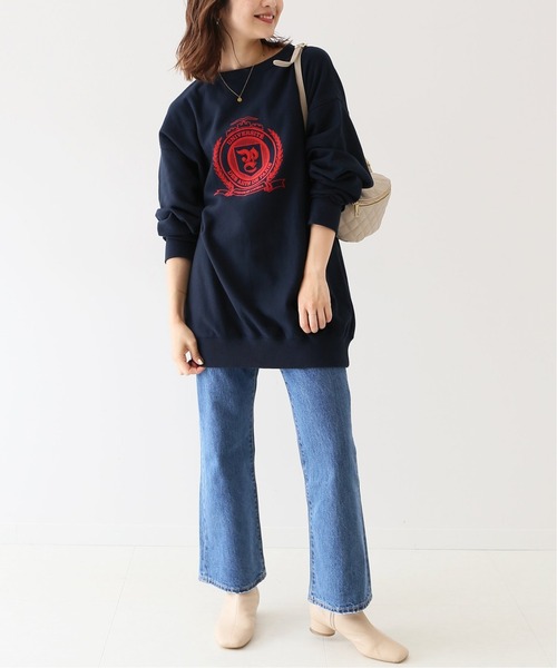 SLOBE IENA（スローブイエナ）の「フロッキープリントスウェット【手洗い可能】◆（スウェット・レディース・ホワイト/ネイビー/サックスブルー・FREE）」の15枚目の写真