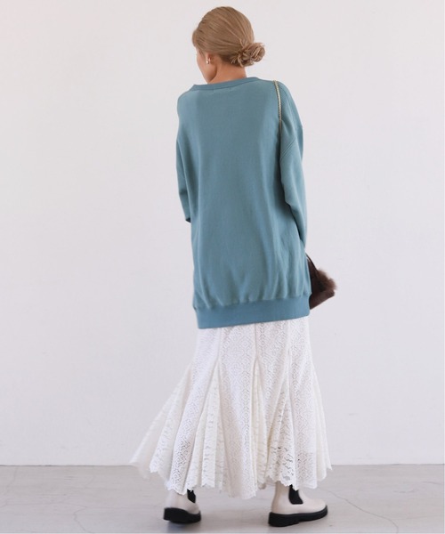 SLOBE IENA（スローブイエナ）の「フロッキープリントスウェット【手洗い可能】◆（スウェット・レディース・ホワイト/ネイビー/サックスブルー・FREE）」の22枚目の写真