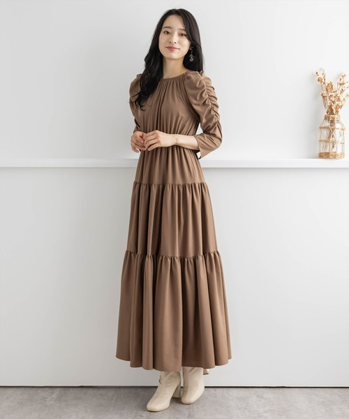 clear(クリア)の「ティアードギャザーワンピース(ワンピース・レディース・モカ/テラコッタ/ブラック・F)」の3枚目の写真