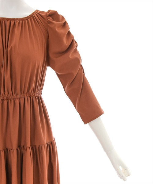 clear(クリア)の「ティアードギャザーワンピース(ワンピース・レディース・モカ/テラコッタ/ブラック・F)」の10枚目の写真