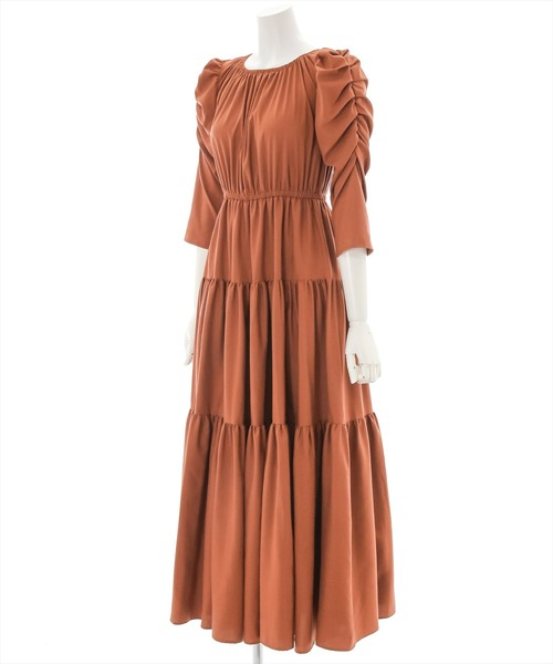 clear(クリア)の「ティアードギャザーワンピース(ワンピース・レディース・モカ/テラコッタ/ブラック・F)」の4枚目の写真