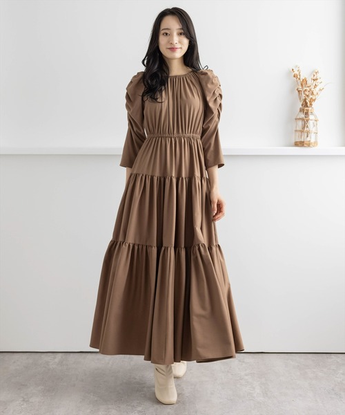 clear(クリア)の「ティアードギャザーワンピース(ワンピース・レディース・モカ/テラコッタ/ブラック・F)」の14枚目の写真