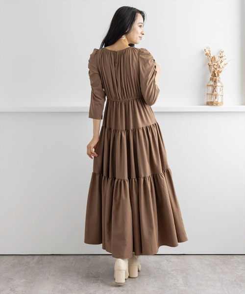 clear(クリア)の「ティアードギャザーワンピース(ワンピース・レディース・モカ/テラコッタ/ブラック・F)」の18枚目の写真