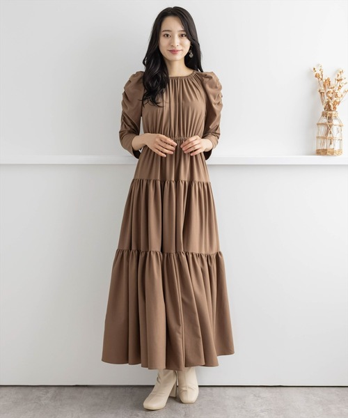 clear(クリア)の「ティアードギャザーワンピース(ワンピース・レディース・モカ/テラコッタ/ブラック・F)」の15枚目の写真