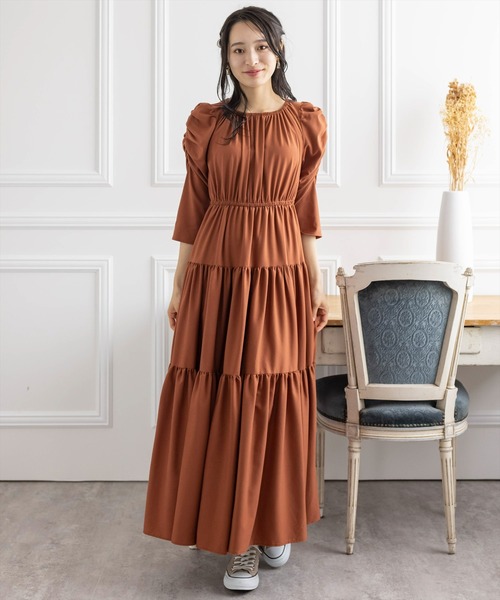 clear(クリア)の「ティアードギャザーワンピース(ワンピース・レディース・モカ/テラコッタ/ブラック・F)」の22枚目の写真