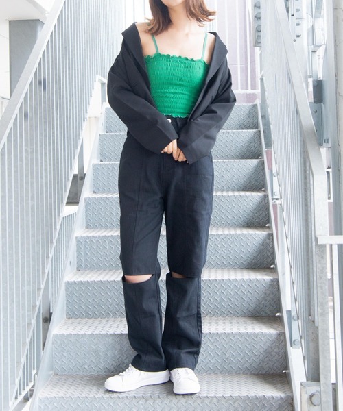 WEGO（ウィゴー）の「WEGO/ニーカットカラーパンツ（スラックス・レディース・ブラック/グリーン・FREE）」の10枚目の写真