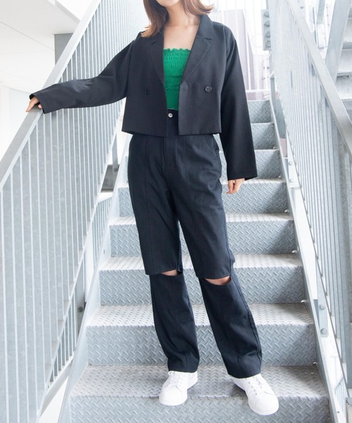 WEGO（ウィゴー）の「WEGO/ニーカットカラーパンツ（スラックス・レディース・ブラック/グリーン・FREE）」の17枚目の写真