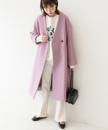 SLOBE IENA | Super100 ダブルモッサVネックノーカラーコート◆(ノーカラーコート)