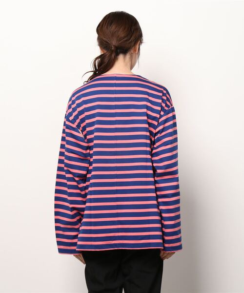 MAISON SPECIAL（メゾンスペシャル）の「バスク天竺ボーダー2WAYスリーブカットソー【MAISON SPECIAL/メゾンスペシャル】（Tシャツ/カットソー・レディース・ブラック/ブルー/ピンク・FREE）」の4枚目の写真