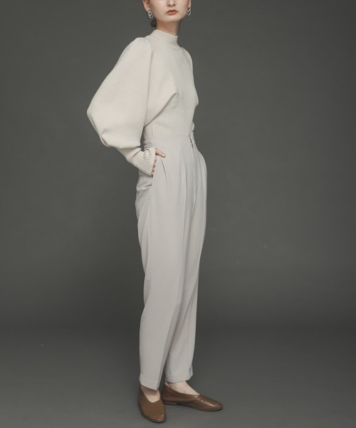 SENSE OF PLACE by URBAN RESEARCH（センスオブプレイスバイアーバンリサーチ）の「ストレッチマトンスリーブセーター（ニット/セーター・レディース・ライトブルー/ブラック/イエロー/アイボリー・ONE）」の2枚目の写真