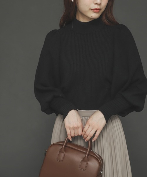 SENSE OF PLACE by URBAN RESEARCH（センスオブプレイスバイアーバンリサーチ）の「ストレッチマトンスリーブセーター（ニット/セーター・レディース・ライトブルー/ブラック/イエロー/アイボリー・ONE）」の3枚目の写真