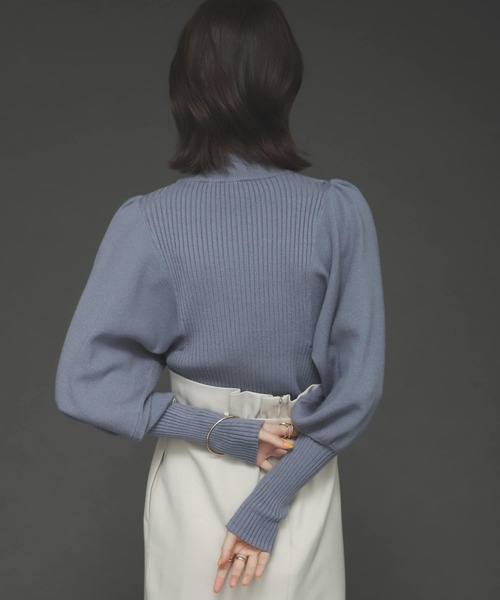 SENSE OF PLACE by URBAN RESEARCH（センスオブプレイスバイアーバンリサーチ）の「ストレッチマトンスリーブセーター（ニット/セーター・レディース・ライトブルー/ブラック/イエロー/アイボリー・ONE）」の11枚目の写真