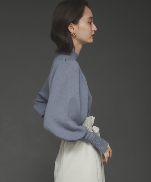SENSE OF PLACE by URBAN RESEARCH（センスオブプレイスバイアーバンリサーチ）の「ストレッチマトンスリーブセーター（ニット/セーター・レディース・ライトブルー/ブラック/イエロー/アイボリー・ONE）」の12枚目の写真