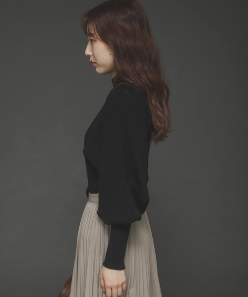SENSE OF PLACE by URBAN RESEARCH（センスオブプレイスバイアーバンリサーチ）の「ストレッチマトンスリーブセーター（ニット/セーター・レディース・ライトブルー/ブラック/イエロー/アイボリー・ONE）」の18枚目の写真