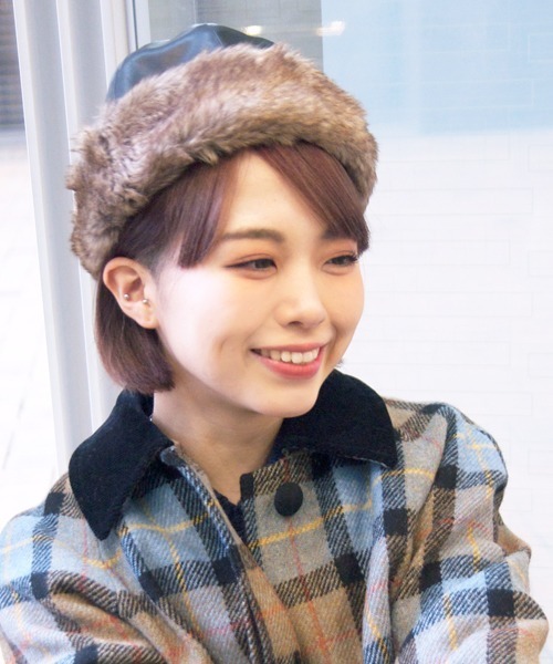 polcadot（ポルカドット）の「フェイクレザー×ファー ロールキャップ（キャップ・レディース・ブラック/ライトグレー・FREE）」の2枚目の写真