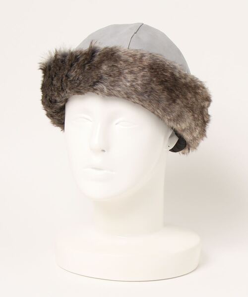 polcadot（ポルカドット）の「フェイクレザー×ファー ロールキャップ（キャップ・レディース・ブラック/ライトグレー・FREE）」の4枚目の写真