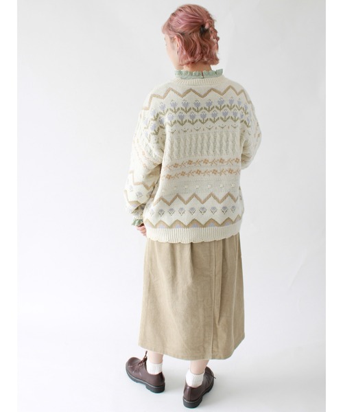 ehka sopo(エヘカソポ)の「【カタログ掲載アイテム】花柄ジャカードプルオーバー(ニット/セーター・レディース・ベージュ/サックスブルー/ミント/キナリ・フリ-)」の16枚目の写真