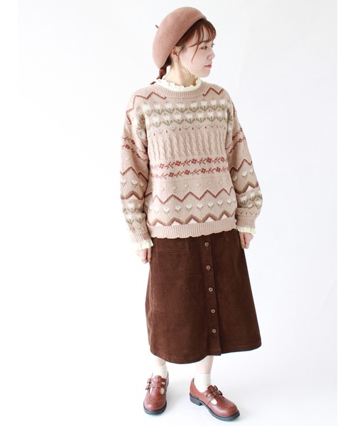 ehka sopo(エヘカソポ)の「【カタログ掲載アイテム】花柄ジャカードプルオーバー(ニット/セーター・レディース・ベージュ/サックスブルー/ミント/キナリ・フリ-)」の22枚目の写真