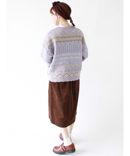 ehka sopo(エヘカソポ)の「【カタログ掲載アイテム】花柄ジャカードプルオーバー(ニット/セーター・レディース・ベージュ/サックスブルー/ミント/キナリ・フリ-)」の7枚目の写真