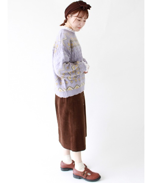ehka sopo(エヘカソポ)の「【カタログ掲載アイテム】花柄ジャカードプルオーバー(ニット/セーター・レディース・ベージュ/サックスブルー/ミント/キナリ・フリ-)」の8枚目の写真