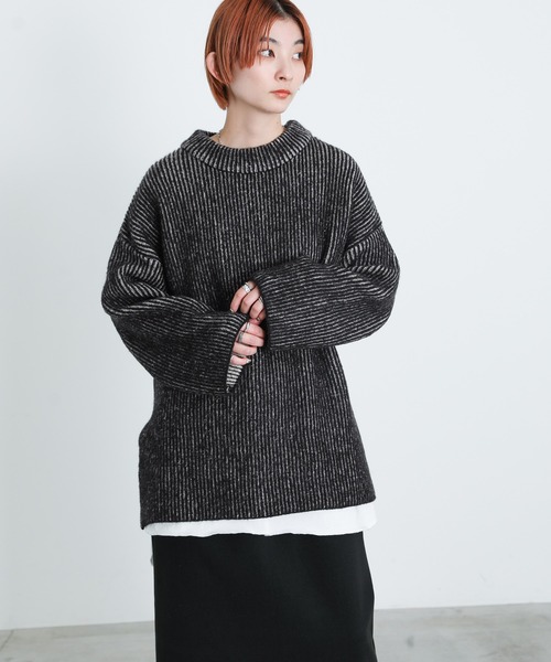 select MOCA(セレクトモカ)の「リバーシブルストライプオーバーニット(ニット/セーター・レディース・ネイビー/ブラック・FREE)」の14枚目の写真