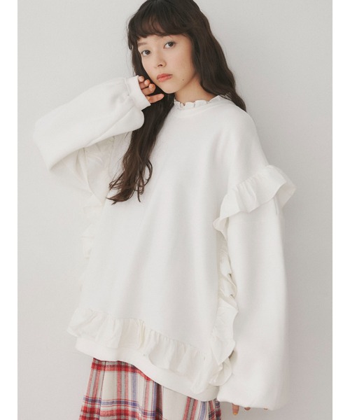 merry jenny（メリージェニー）の「circle frillプルオーバー（Tシャツ/カットソー・レディース・ブラック/オフホワイト/グリーン/ブラウン・FREE）」の2枚目の写真