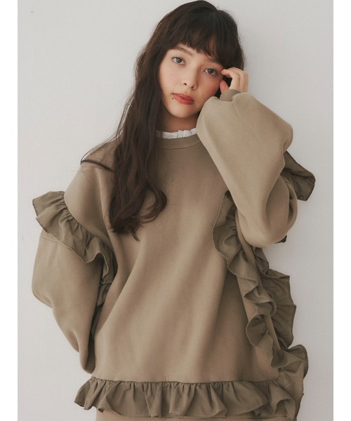 merry jenny（メリージェニー）の「circle frillプルオーバー（Tシャツ/カットソー・レディース・ブラック/オフホワイト/グリーン/ブラウン・FREE）」の4枚目の写真