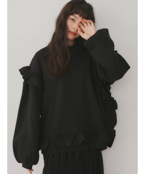 merry jenny（メリージェニー）の「circle frillプルオーバー（Tシャツ/カットソー・レディース・ブラック/オフホワイト/グリーン/ブラウン・FREE）」の3枚目の写真