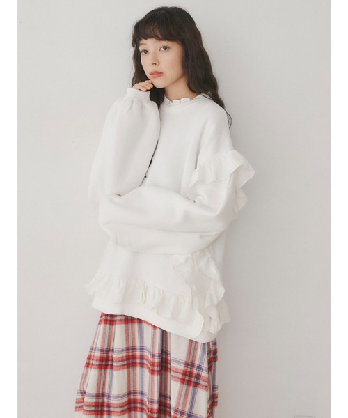 merry jenny（メリージェニー）の「circle frillプルオーバー（Tシャツ/カットソー・レディース・ブラック/オフホワイト/グリーン/ブラウン・FREE）」の7枚目の写真