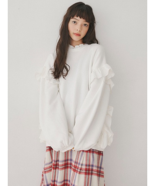 merry jenny（メリージェニー）の「circle frillプルオーバー（Tシャツ/カットソー・レディース・ブラック/オフホワイト/グリーン/ブラウン・FREE）」の10枚目の写真