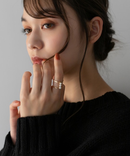 Edit Sheen（エディットシーン）の「3連パールヘキサゴンダブルリング（リング・レディース・シルバー/ゴールド・FREE）」の9枚目の写真