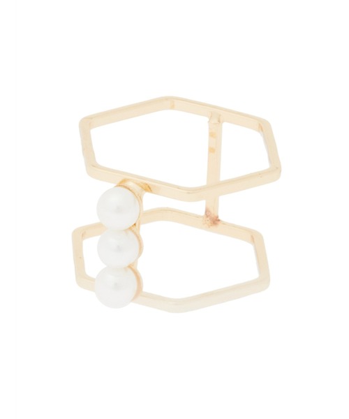 Edit Sheen（エディットシーン）の「3連パールヘキサゴンダブルリング（リング・レディース・シルバー/ゴールド・FREE）」の3枚目の写真