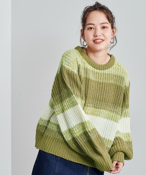 cepo（セポ）の「ミックスヤーンニット（ニット/セーター・レディース・オレンジ/ブルー/グリーン・M）」の4枚目の写真