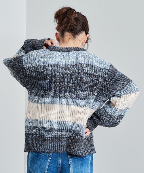 cepo（セポ）の「ミックスヤーンニット（ニット/セーター・レディース・オレンジ/ブルー/グリーン・M）」の8枚目の写真