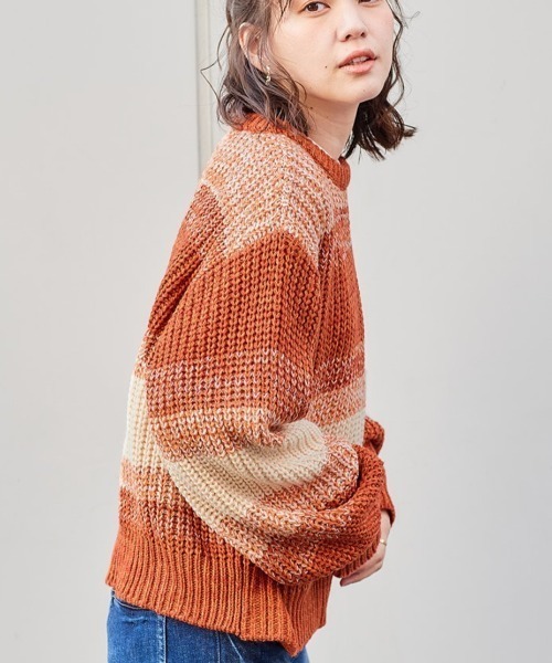 cepo（セポ）の「ミックスヤーンニット（ニット/セーター・レディース・オレンジ/ブルー/グリーン・M）」の10枚目の写真