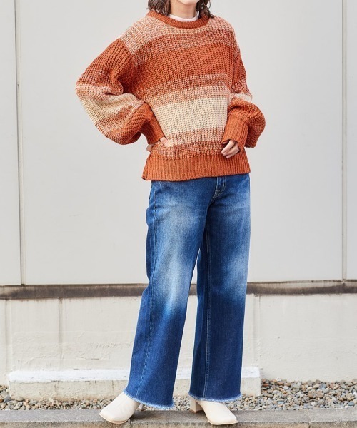 cepo（セポ）の「ミックスヤーンニット（ニット/セーター・レディース・オレンジ/ブルー/グリーン・M）」の12枚目の写真