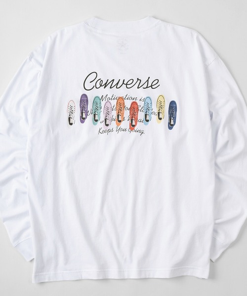 CONVERSE(コンバース)の「【CONVERSE/コンバース】ワンポイント刺繍 バックプリント シューズプリント ロンT/長袖Tシャツ(Tシャツ/カットソー・メンズ・ホワイト/ブラック/ブルー/ホワイト系その他・M/L/XL)」の2枚目の写真