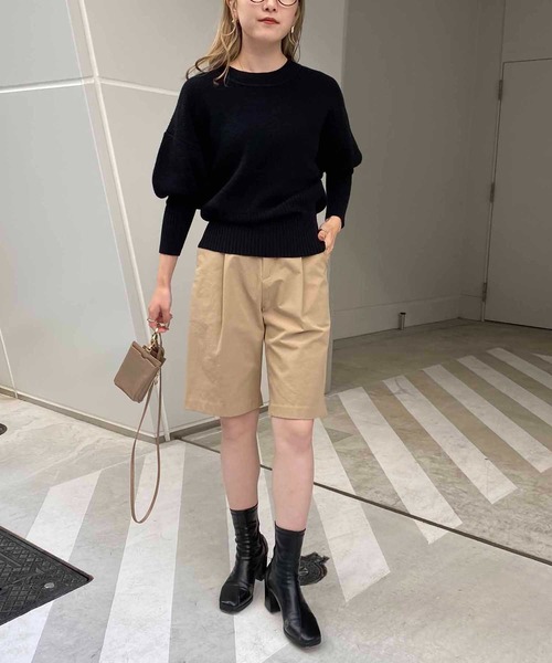 CAPRICIEUX LE'MAGE（カプリシューレマージュ）の「リブ切替パフっとニット（ニット/セーター・レディース・ブラック/ライトベージュ/グリーン・FREE）」の7枚目の写真