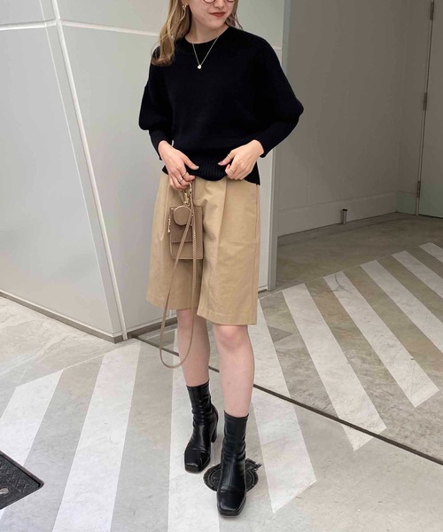 CAPRICIEUX LE'MAGE（カプリシューレマージュ）の「リブ切替パフっとニット（ニット/セーター・レディース・ブラック/ライトベージュ/グリーン・FREE）」の9枚目の写真