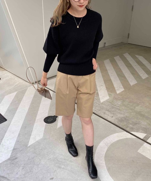 CAPRICIEUX LE'MAGE（カプリシューレマージュ）の「リブ切替パフっとニット（ニット/セーター・レディース・ブラック/ライトベージュ/グリーン・FREE）」の10枚目の写真
