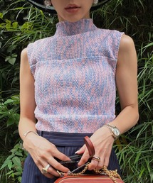 Ameri（アメリ）の「GEOMETRIC PATTERN SHIRRING TOP（ニット