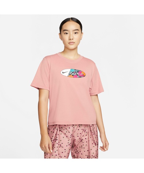 NIKE（ナイキ）の「ナイキ NIKE ナイキ ウィメンズ NSW ボクシー アイコン クラッシュ S/S Tシャツ（Tシャツ/カットソー・レディース・ピンク/ブラック・M/L/S/XL）」の2枚目の写真