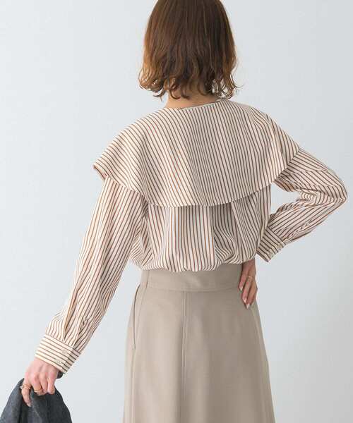 URBAN RESEARCH ROSSO（アーバンリサーチロッソ）の「2WAYランダムストライプブラウス（シャツ/ブラウス・レディース・ホワイト系その他/ベージュ系その他/グレー系その他・FREE）」の8枚目の写真