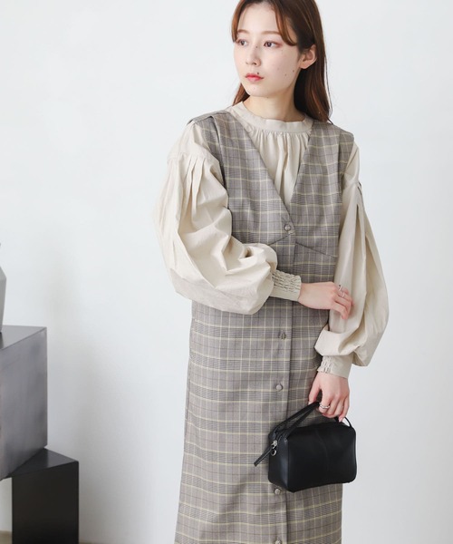 SENSE OF PLACE by URBAN RESEARCH(センスオブプレイスバイアーバンリサーチ)の「『One-C/低身長向けサイズ展開あり』チェックフロントボタンジャンパースカート(ジャンパースカート・レディース・チェック・ONE/SHORT)」の8枚目の写真