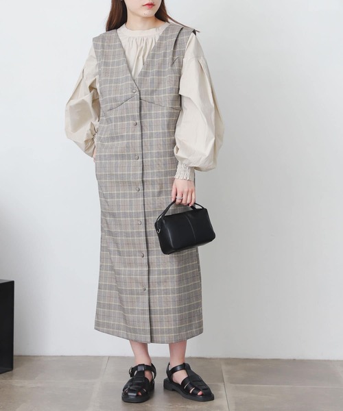 SENSE OF PLACE by URBAN RESEARCH(センスオブプレイスバイアーバンリサーチ)の「『One-C/低身長向けサイズ展開あり』チェックフロントボタンジャンパースカート(ジャンパースカート・レディース・チェック・ONE/SHORT)」の10枚目の写真