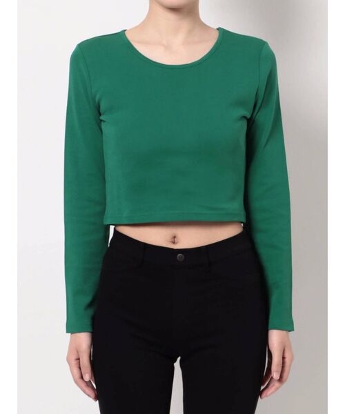 EVRIS（エヴリス）の「BASICクロップドロングスリーブTEE（Tシャツ/カットソー・レディース・ホワイト/ブラック/パープル/グリーン・FREE）」の20枚目の写真